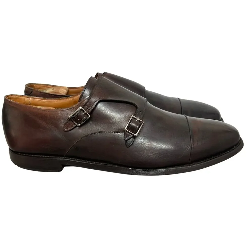 ALLEN EDMONDS Mora 2.0 Double Monk Strap Brown Leather Shoes Size 15 NICE